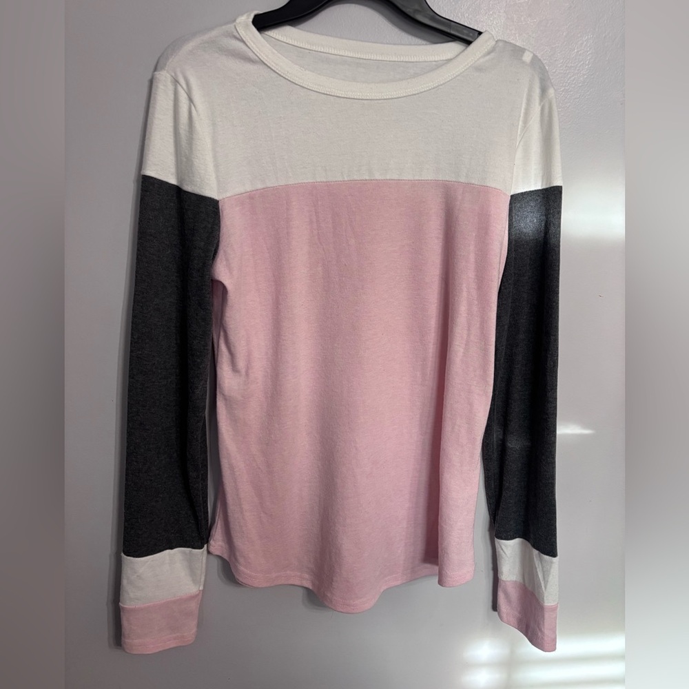 Women’s Colorblock Long Sleeve Tee - Pink/White/Charcoal